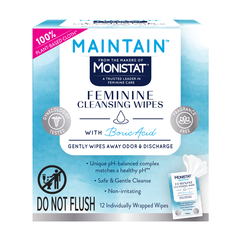 Toallitas limpiadoras femeninas Monistat Maintain con ácido bórico